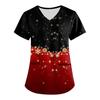 Plus SizePrinted Scrub Working Uniform Tops For Women's Cross V-Neck Print Short Sleeve Fun T-Shirts Workwear Tee With Pockets