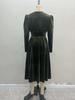 French Retro V-Neck Velvet Dress: European & American Autumn/Winter Long-Sleeve Slimming Fashion