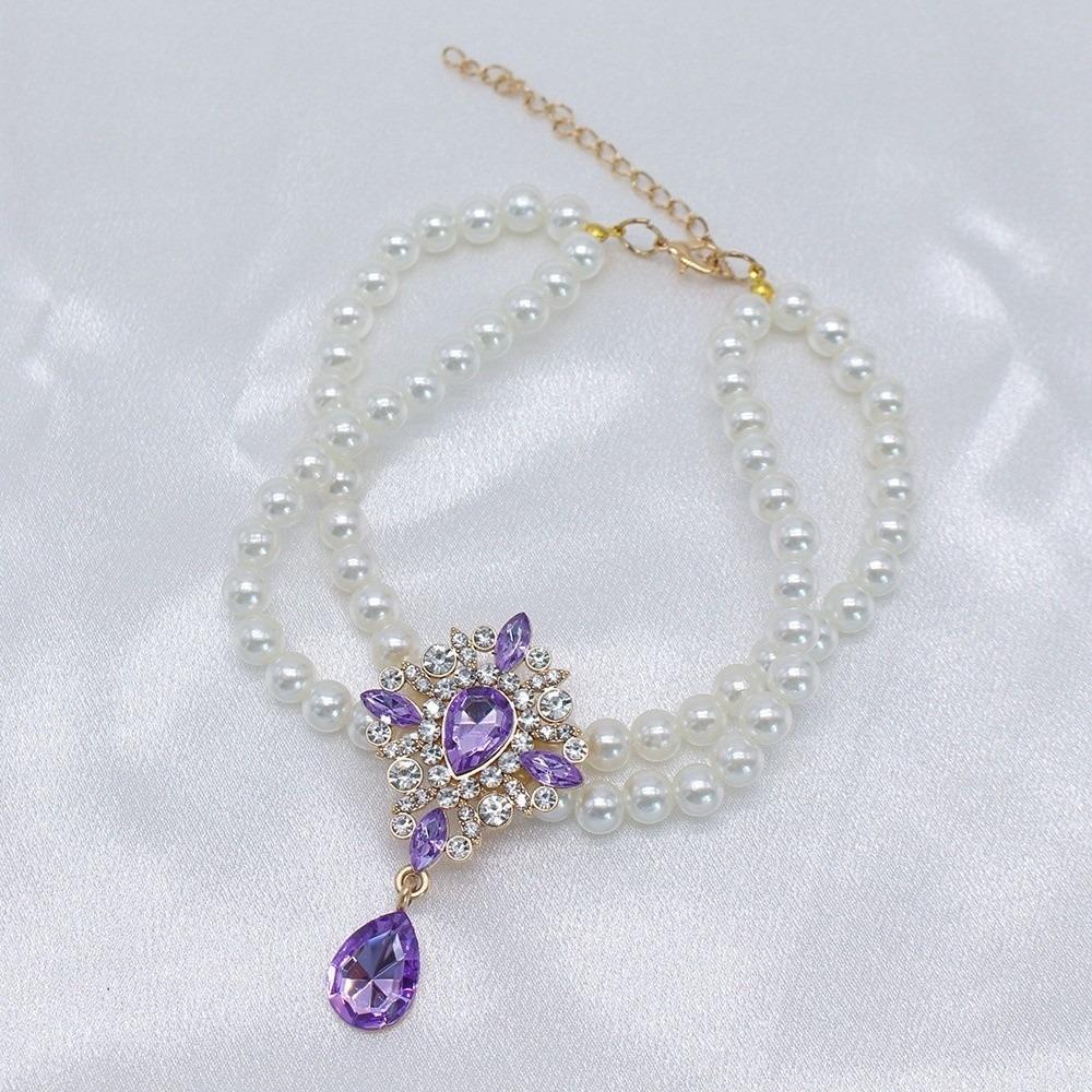 Adjustable Pet Pearl Necklace Vintage Cat Pearl Collar Fashion Dog Princess Necklace Photography