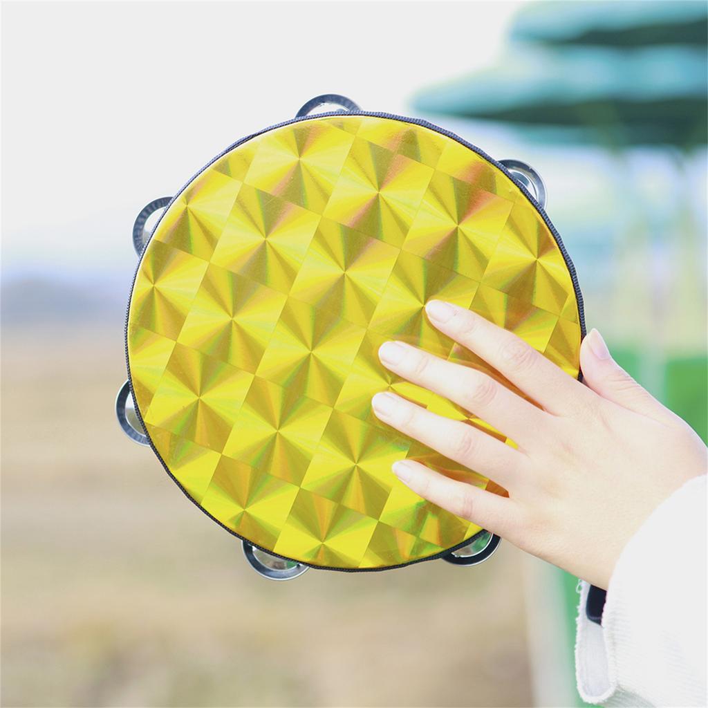 8 Inch Double Row Handheld Tambourine with Metal Jingles for Rhythm Practice Percussion Instrument Suitable for Music Education and Performance