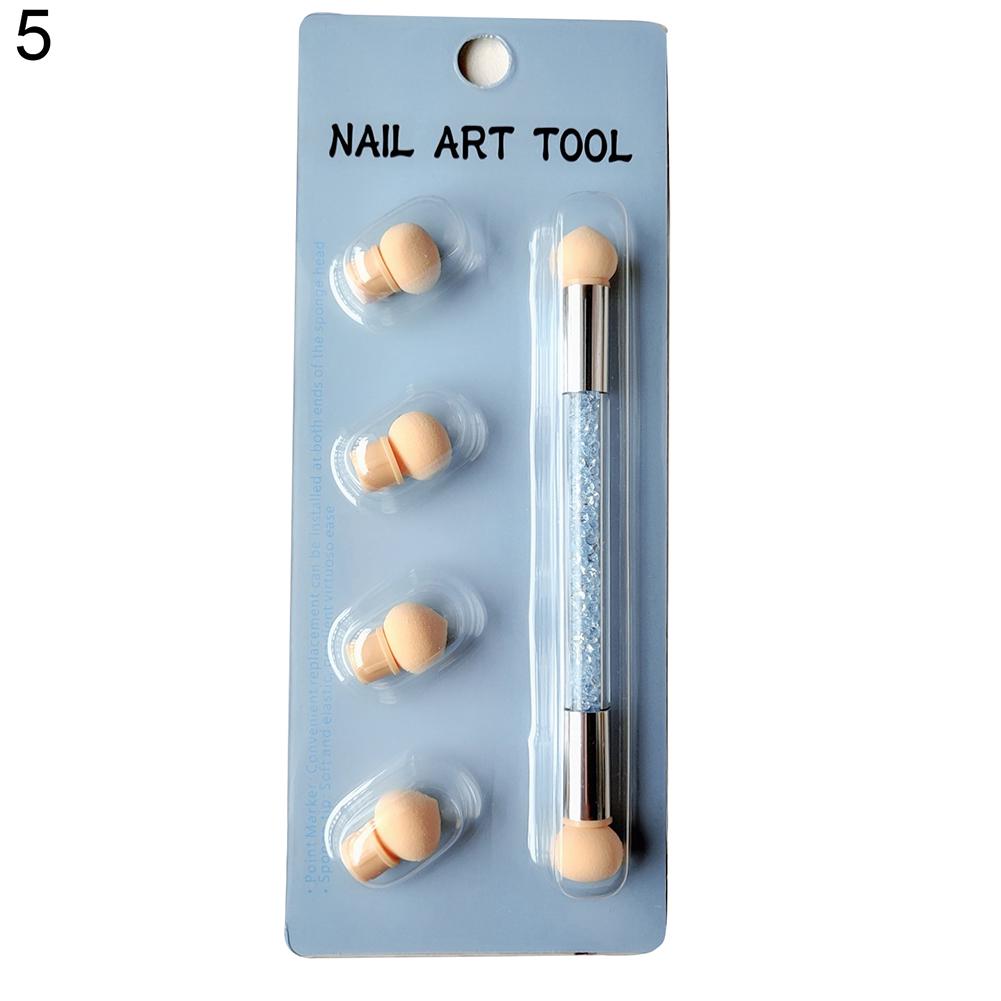 Portable Washable Double-Head Sponge Stained Pen Nail Art Painting Point Painting Tool