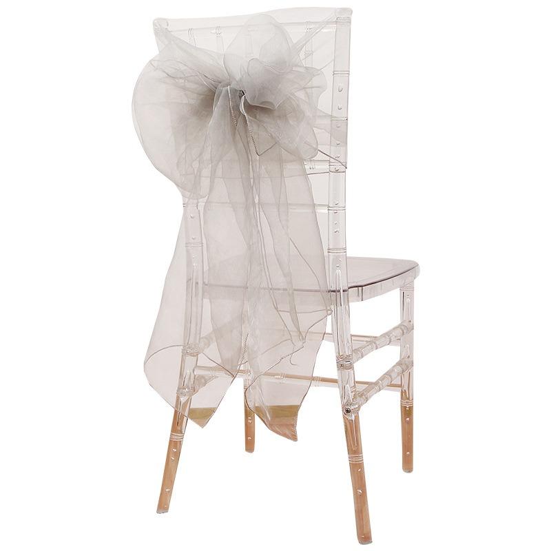 Sheer Organza Chair Sashes 275cm Wedding Chair Bows Back Veil Chair Cover Sashes for Bridal Shower Party Banquet Event 10Pcs Set