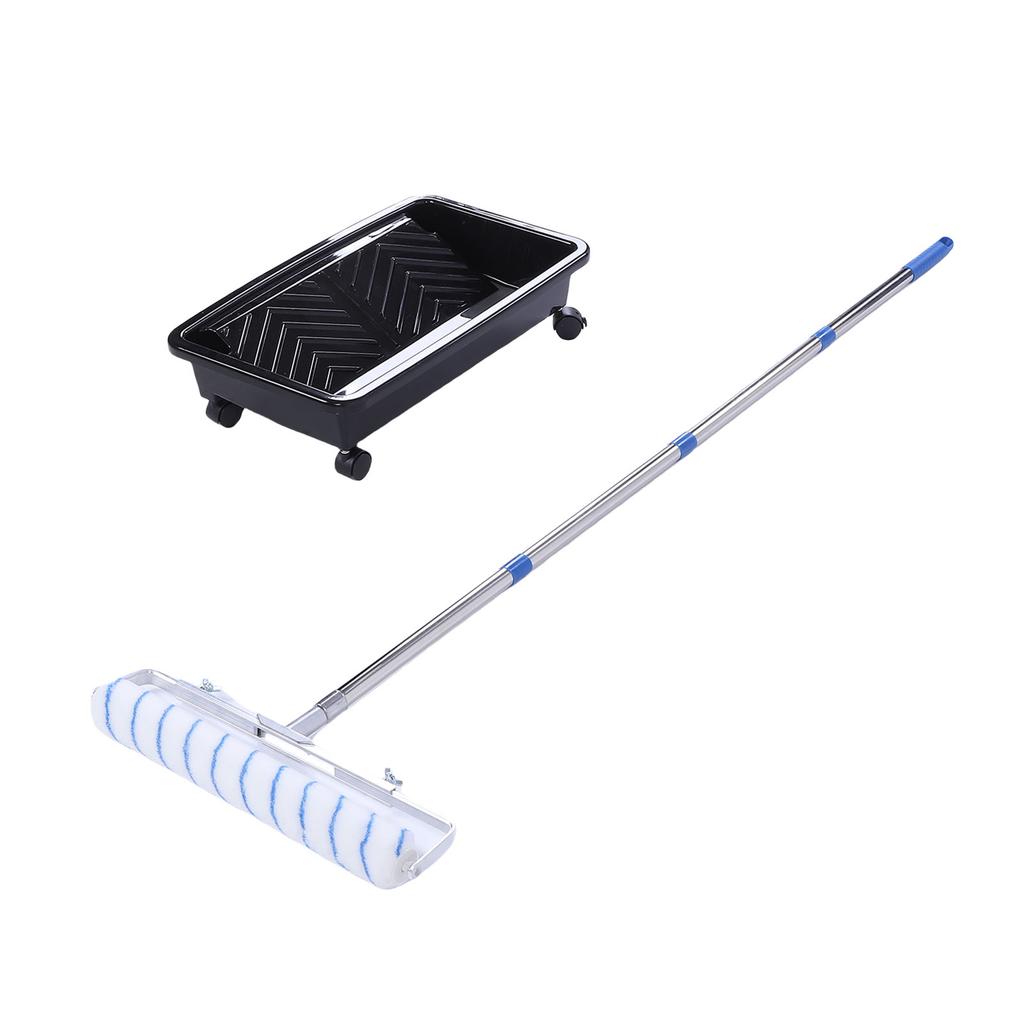 18 Inch Paint Roller Kit Paint Roller Brush with Paint Tray Roller Cover Extension Pole for DIY Interior Walls Rooms