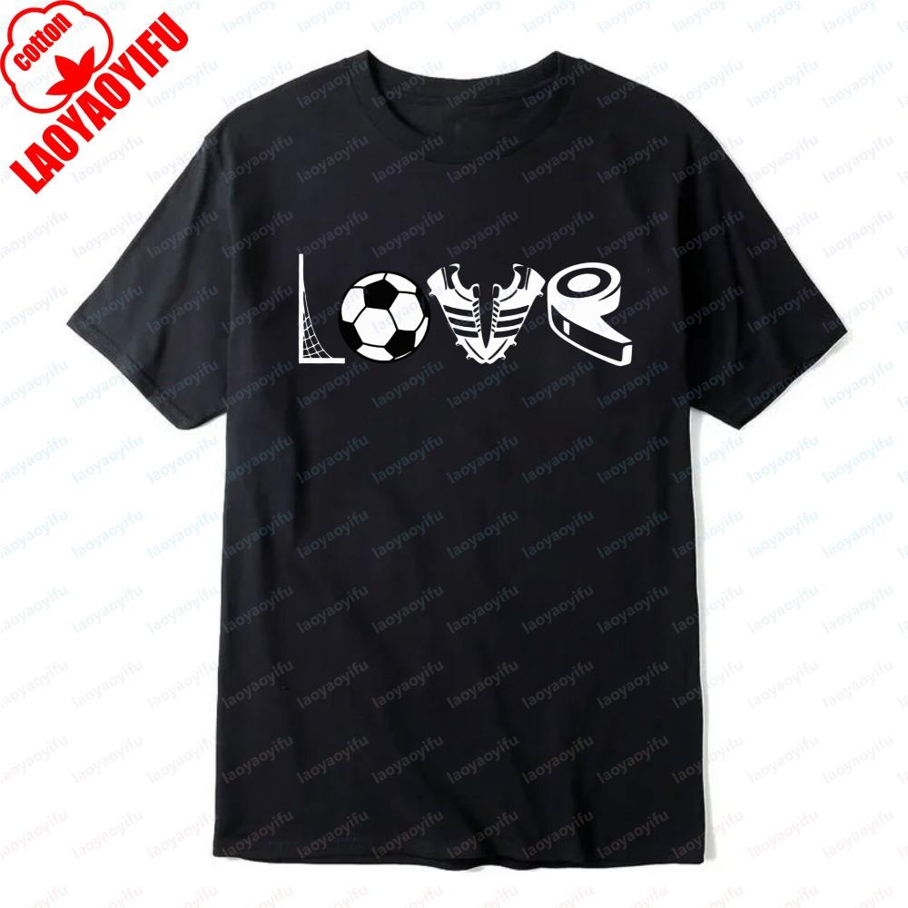 Love Soccer TShirt Creative Sport Elements Casual Cotton Tee Soccer Part Supplies Vintage Classic Breathable Mens Clothing