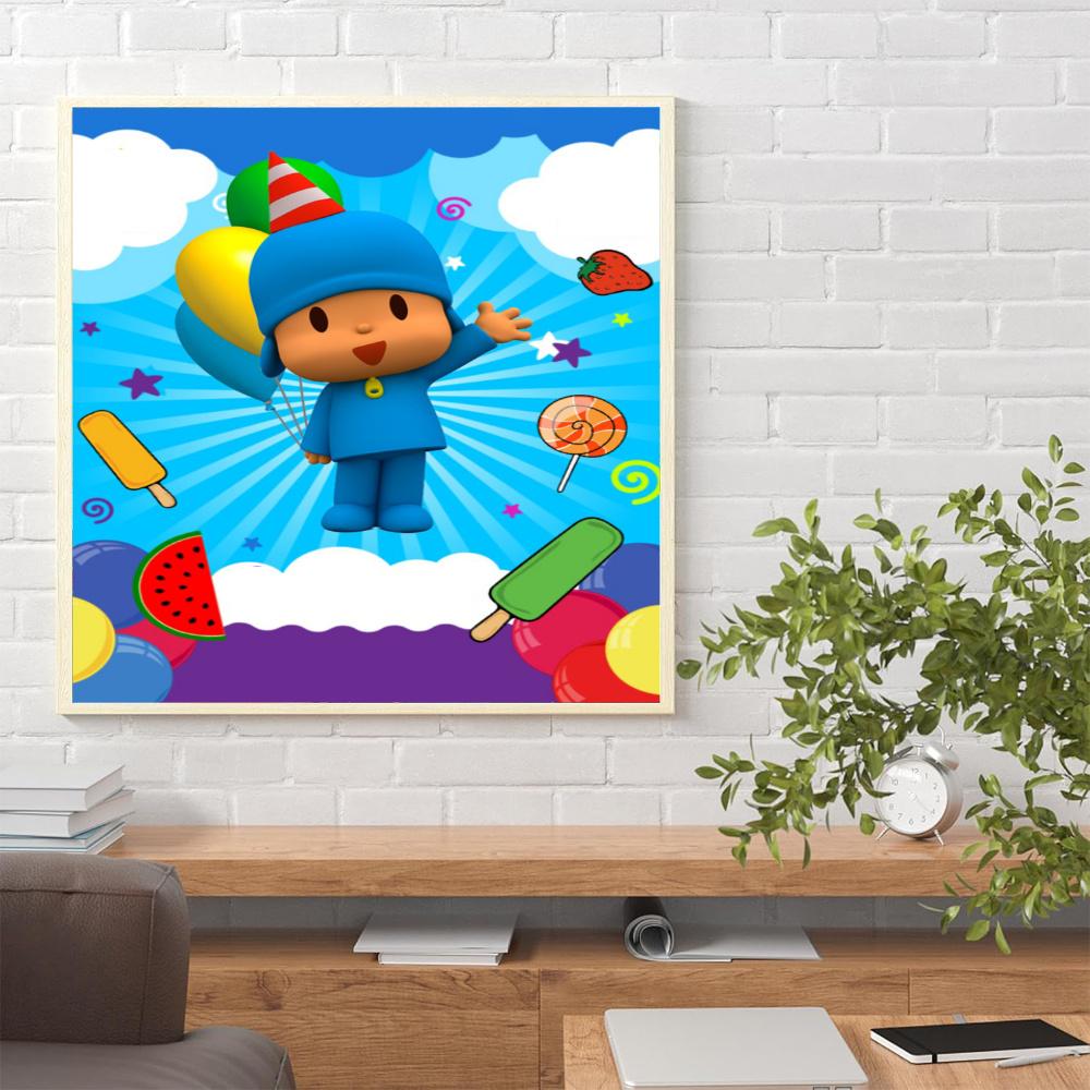 Pocoyo 5D Diy Diamond Painting Round Diamond Diy Frameless Holiday Artwork Suitable For Home Office Wall Decoration