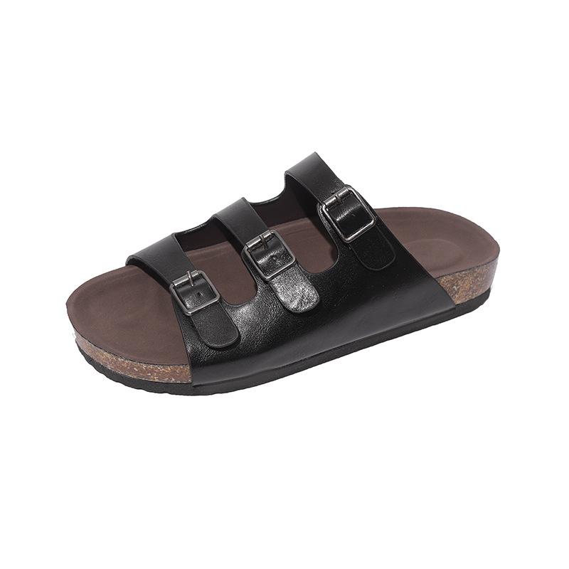 Retro versatile breathable cool slippers, lightweight thick-bottomed fashion, non-slip and wear-resistant buckle with thick-bottomed one-word slippers