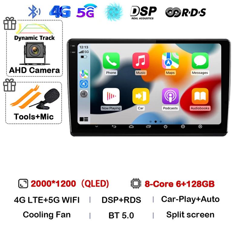 Android 14 Carplay Auto For Skoda Fabia 2 2007-2012 2013 2014 Car Radio GPS Stereo Multimedia Player Head Unit 2 Din WIFI+4G DSP