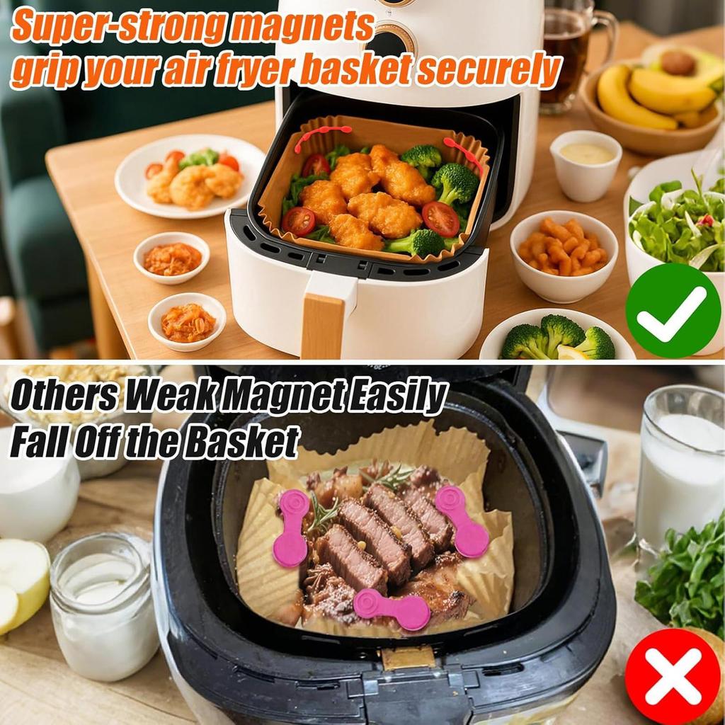 Air Fryer Magnets Clips Magnetic Air Fryers Secure Silicone Holder High-temperature Resistant Air Fryer Paper Holding Down Locks