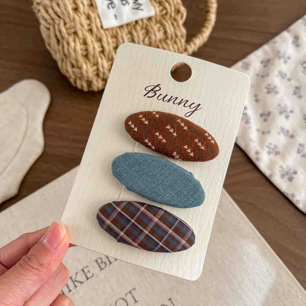 3 Pcs Fabric Plaid Waterdrop Hair Clips Sweet Butterfly Bow Children BB Clips Hair Styling Accessories Forehead Bangs Clip