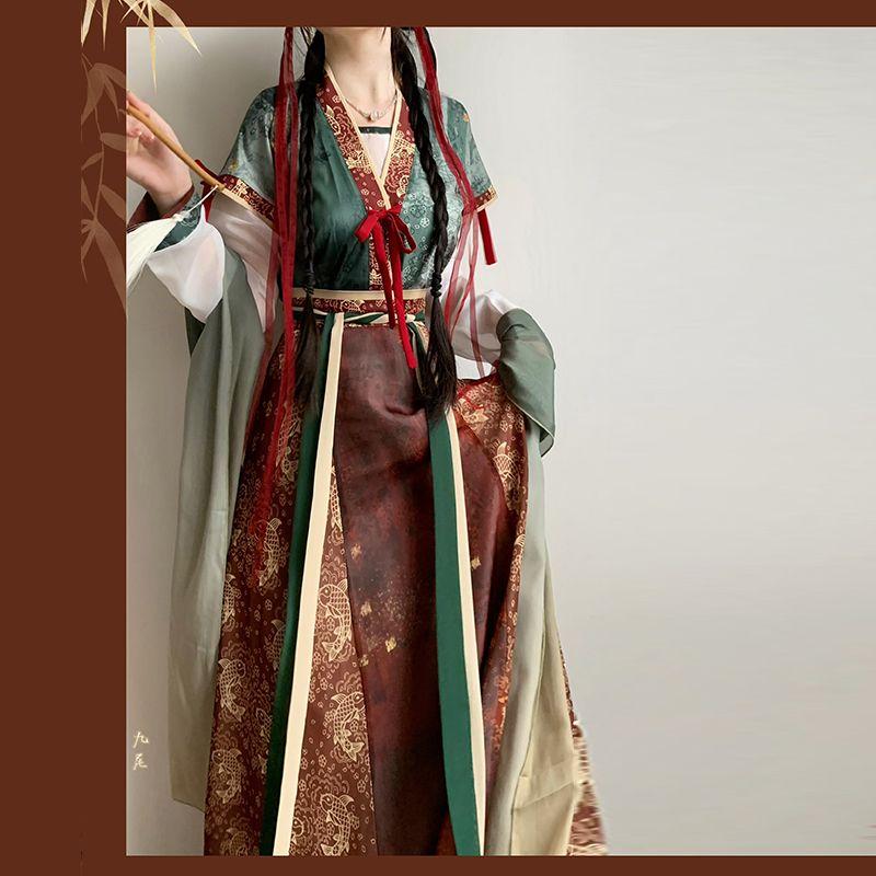 Chinese Tang Dynasty Style Hanfu For Women Tang Bei Zi Waist Skirt Daily Suit