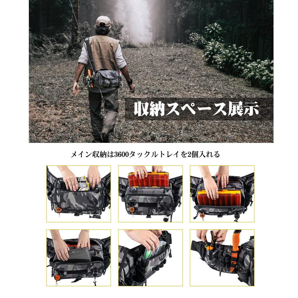 Goture Fishing Waist Bag with 2 Tackle Compact Fishing Gear Storage Bag for Outdoor Camouflage Bag, Boxes, Waterproof, Multifunctional, Fishing,