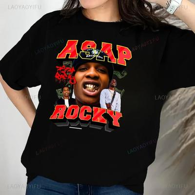 Casual ASAP ROCKY Rapper Printed T-shirt ASAP ROCKY Neutral Trend Short Sleeve Unisex Shirt Gra