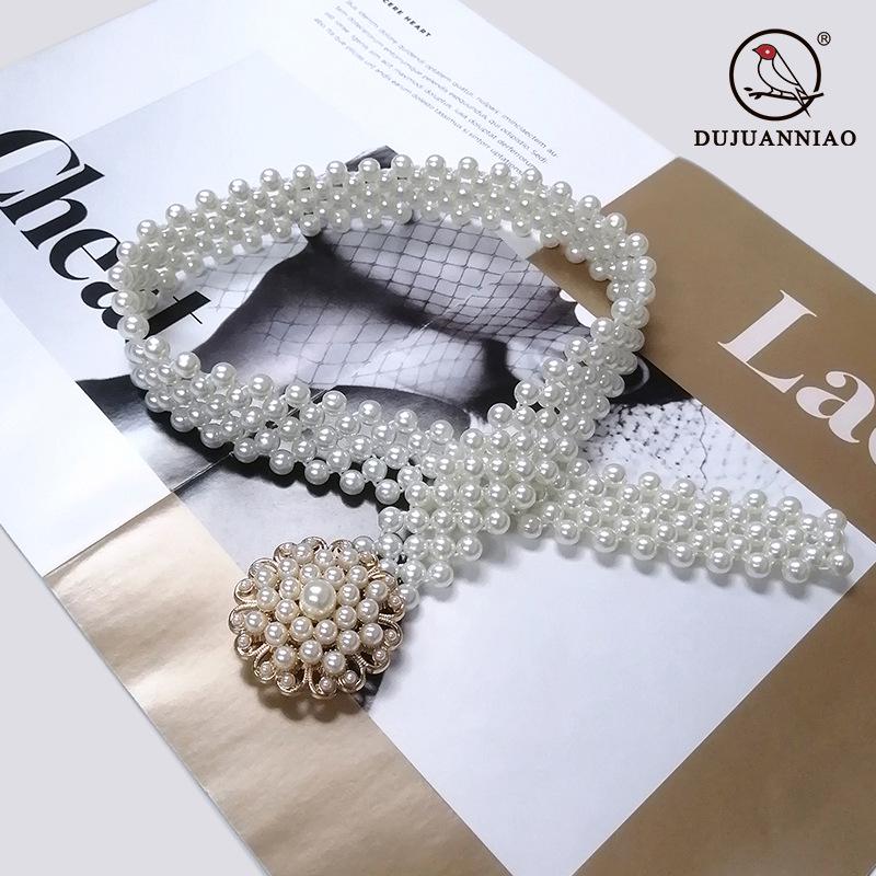 Eleganter Perlen Damen Elastischer Taillengürtel für Röcke und Kleider - Vielseitiges und Schlichtes Kettendesign