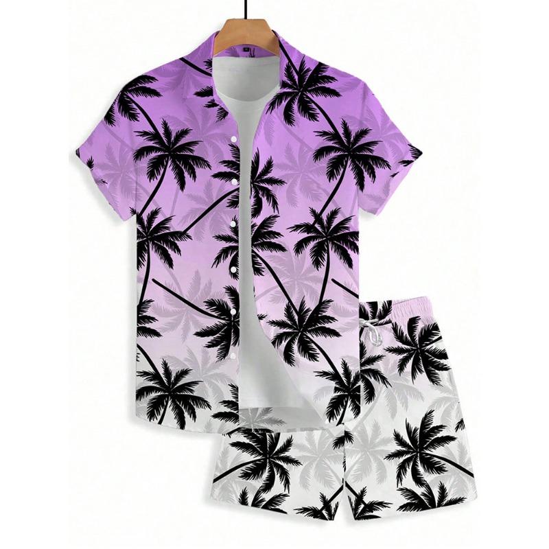 Men's Hawaiian Short-sleeved Shirt And Beach Shorts Set Beach Resort Men's Casual Shirt Summer Everyday Men's Sports Shorts