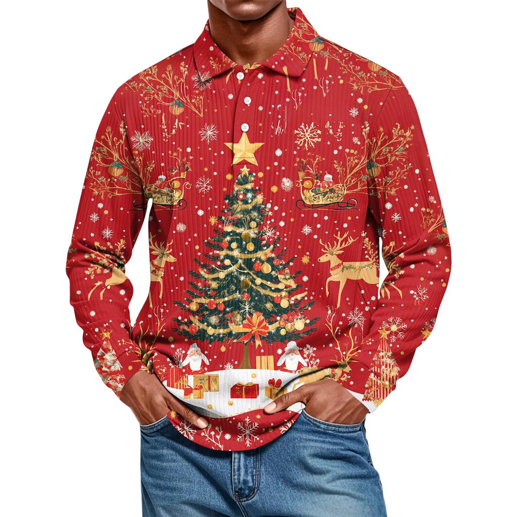 Men's Casual Style Solid Color Loose  Shirt Long-sleeved Top