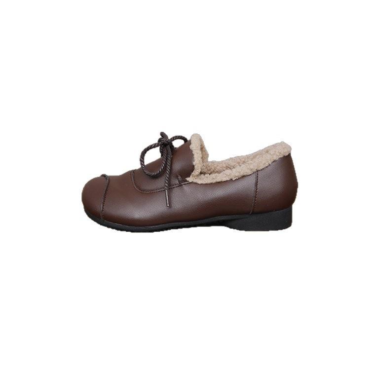 Samt Doudou Schuhe Winter Neu Baumwolle Weiches Leder Flach Baumwollschuhe Rutschfest Warm