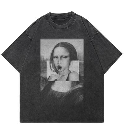 Streetwear Lustiges Grafik-T-Shirt Baumwolle gewaschenes schwarzes T-Shirt Unisex Tops Tees Sommer Kurzarm-T-Shirt