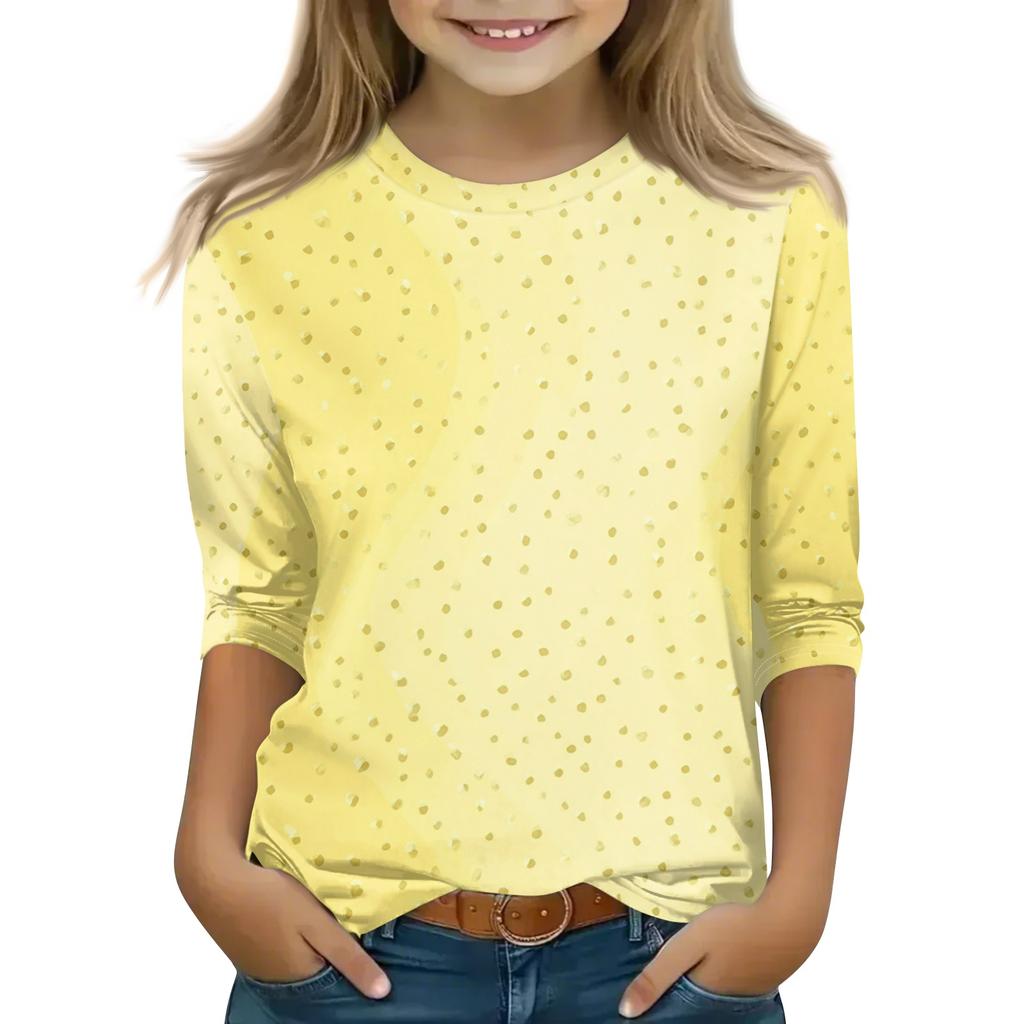 Kid's Round Neck Cute Flower Day Print Lightweight Spring/Summer Top