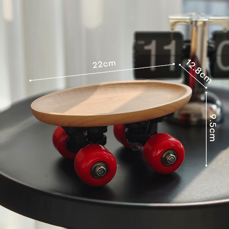 

Nordic Style Egg-shaped Pulley Tray Table Top Decoration Ornament High-end Movable Solid Wood Storage Tray with Pulley