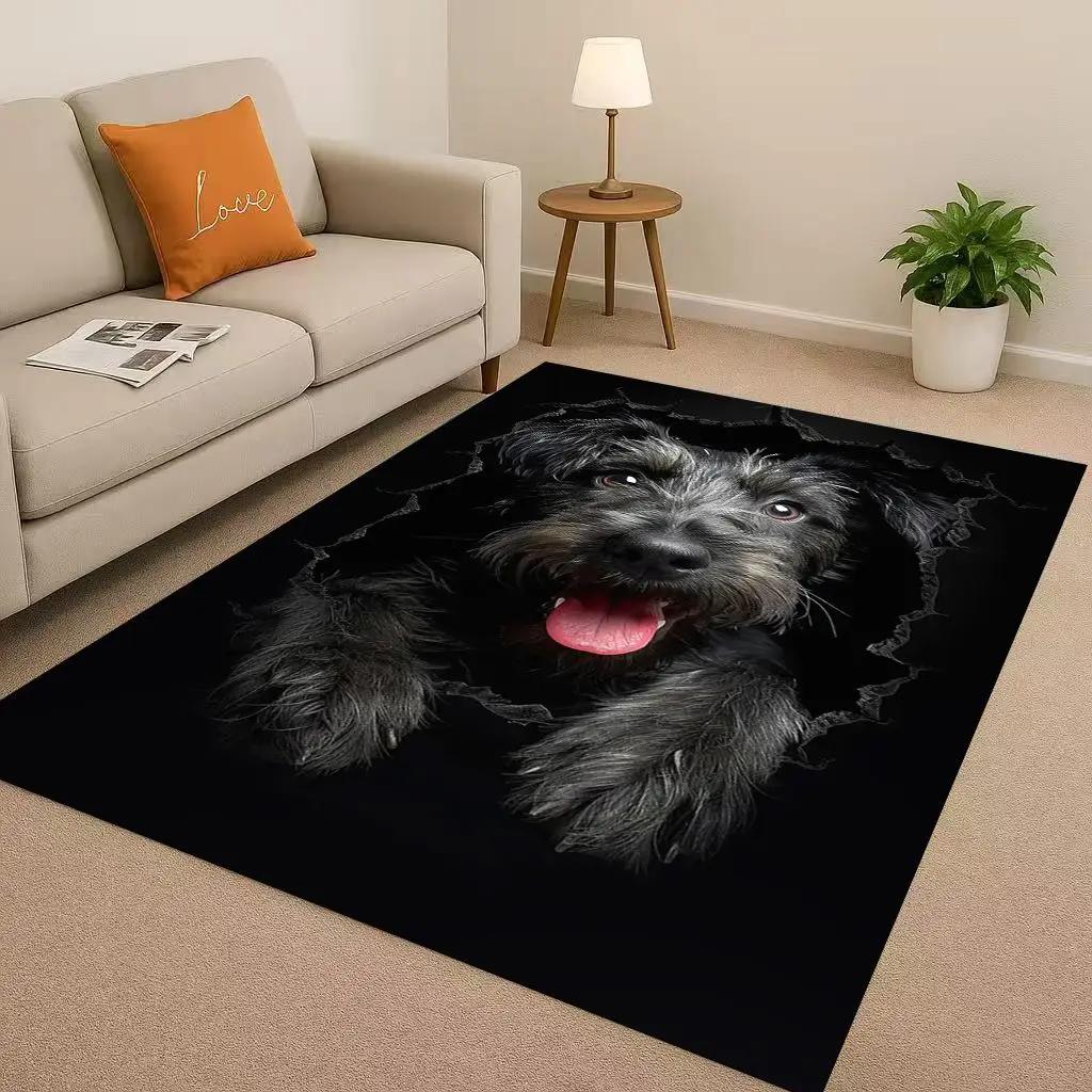 2026 New Breaking Wall 3D Illusion Dog Puppy Living Room Non Slip Area Rug Carpet for Bedroom Playroom Sofa,Home Decor Doormat