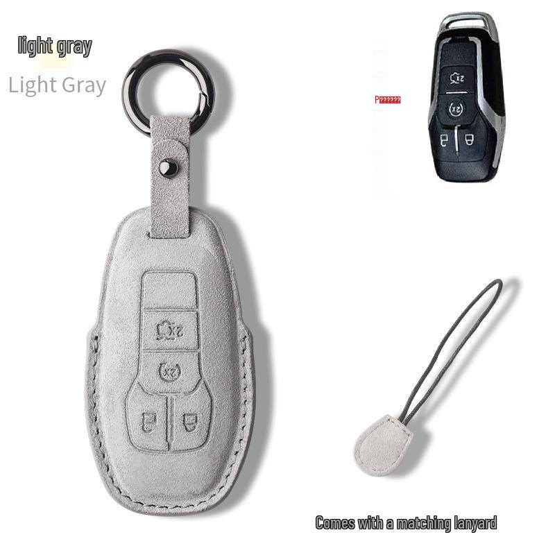 Genuine Leather Key Case for 2017-18 Ford Explorer/Mustang with Suede Buckle