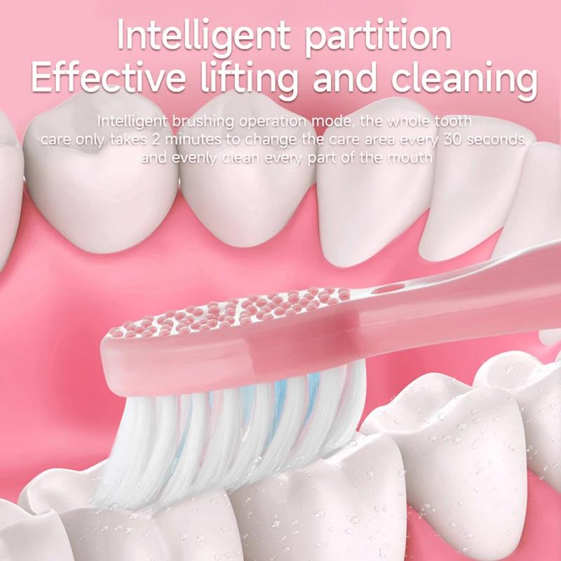 Elektrische Zahnbürste für Erwachsene Weiche DuPont-Borsten Tragbar Akkulaufzeit IPX6 Wasserdicht Intelligent Effektiv Mundpflege
