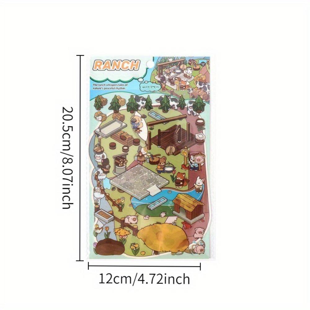 4 wzory 12 sztuk Naklejki Vintage z krajobrazami, Grube plastikowe naklejki PET 3D do dekoracji Junk Journals i Planerów