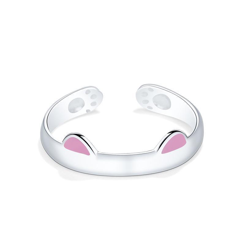 Trendy Cat Paw and Ear Ring for Girls, Minimalist Indie Pet Jewelry, Open Design Finger Ring