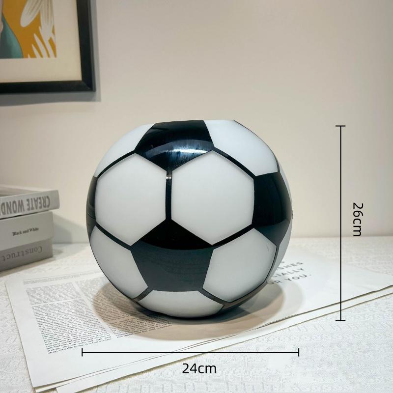 Fußballform Schwarzer und Weißer Kreis Glasvase Geometrische Fußballornamente Blumenvase Blumentopf Heimdekorationszubehör
