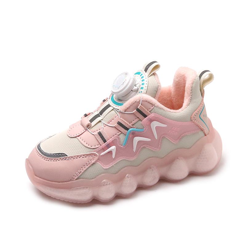 Hot Selling Children Cotton Shoes Breathability Anti Slip Sneakers Winter Warmth Light Rotating Buckle Kids Outdoor Casual Shoes