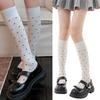 Elegant Anime Knees High Soft Cotton Socks With Dot Pattern Long Calf Dress Socks For Fashion And Daily Wear