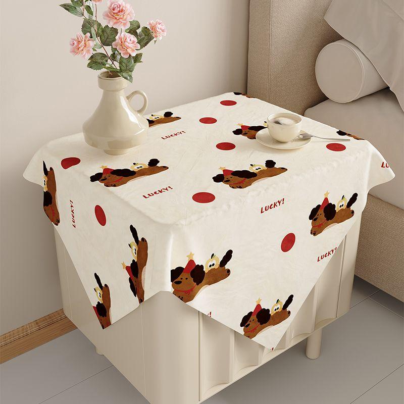 

Cartoon Style Bedside Table Cover Cloth Fancy Bedroom Small Square Towel Tablecloth Fabric For Home Refrigerator Air Conditioner Dust Towel Cover cloth red dot puppy 35*50cm