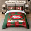 Set Biancheria da Letto Personalizzato Modello South Sydney Rabbitohs, Stampa Nome Testo 1 Copripiumino più 2 Federe Tessile per la Casa