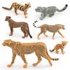 Leopard Model Figurine Lifelike Plastic Toy Desktop Decor 5-12.5cm Long 4-9.5cm High