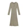 Knitted dress children's autumn and winter new lazy inner lining slim French temperament long dress gentle wind