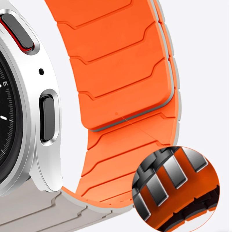 Magnetic Strap + Case For Samsung Galaxy Watch 7/6/5/4 40mm 44mm PC Hollow Protector Bumper Cover Magnetic Silicone Watchband