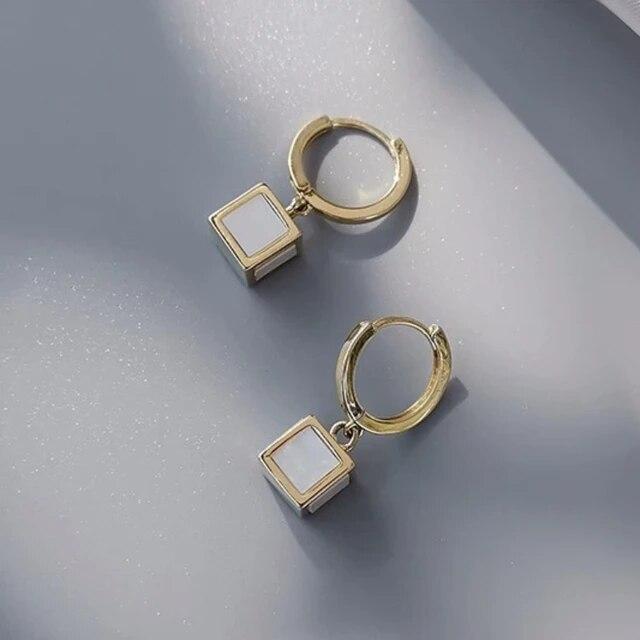 

ANENJERY золотые квадратные серьги-кольца для женщин, темпераментные геометрические украшения Huggies
