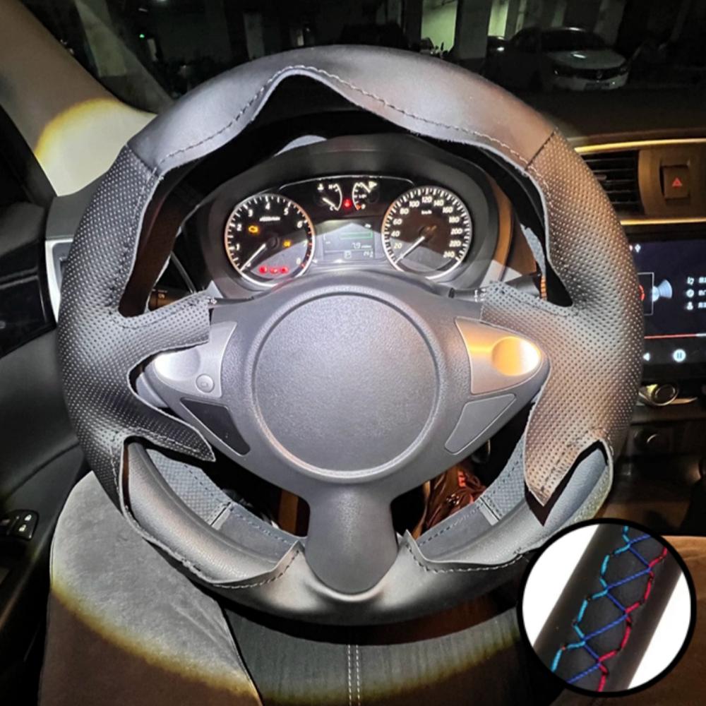 Hand Stitched Perforated Non-slip Artificial Leather Steering Wheel Cover For Nissan Juke Maxima 2009-2014 Car Accessories