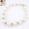 Women's Gorgeous Luxury Big Faux Pearl Rhinestone Bib Statement Chain Halsband