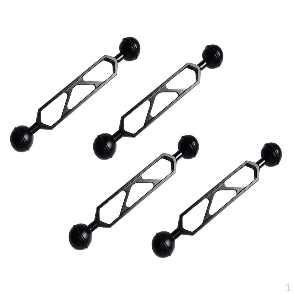 

4 Pieces Black Aluminum Alloy 6 inch Long Dual 1 Ball Arm Extension - Underwater Photography