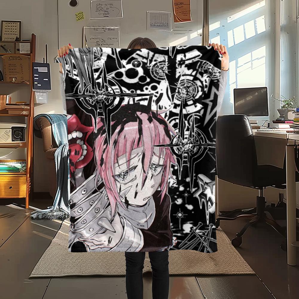 1PC Soul Eater Print Flannel Blanket, High quality Comfortable for All Seasons, Home Decor, Warmth and Comfort, Perfect for Christmas Gifts172