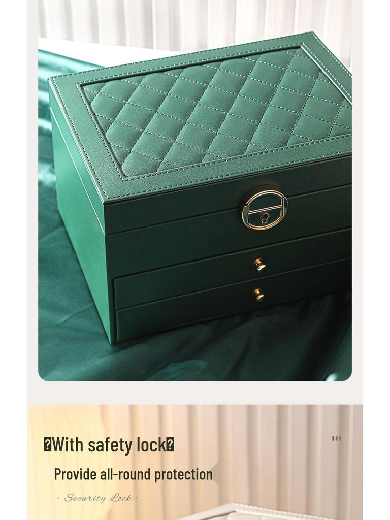 Luxury Jewelry Storage Box for Earrings, Bracelets, and Rings - Large Capacity, Gold Finish