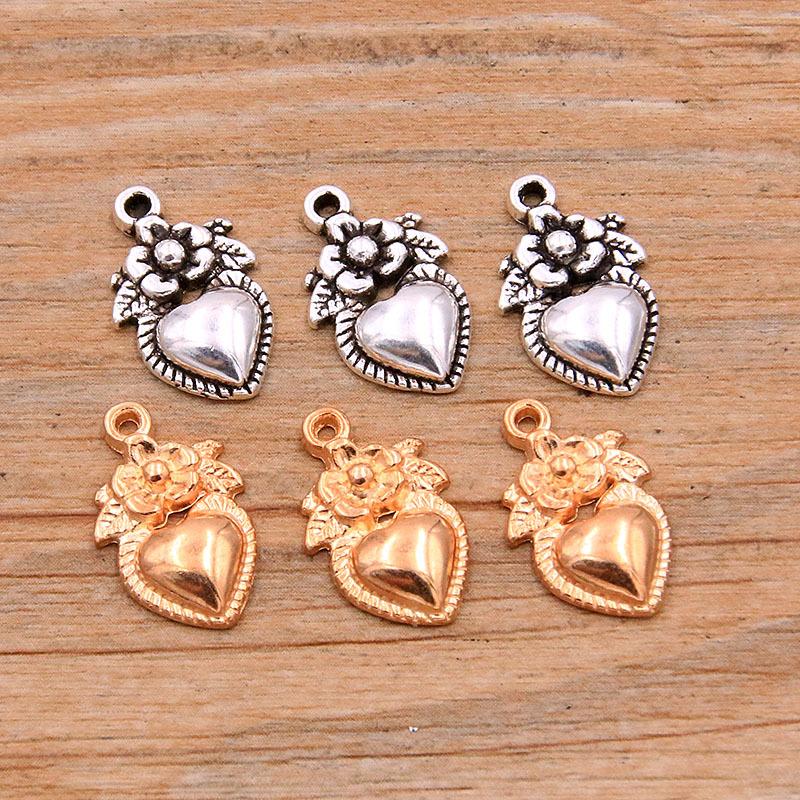10pcs DIY Alloy Love Heart Pendant Charm - Necklace & Bracelet Jewelry Making Accessories, Stylish Craft Supplies 18*11mm