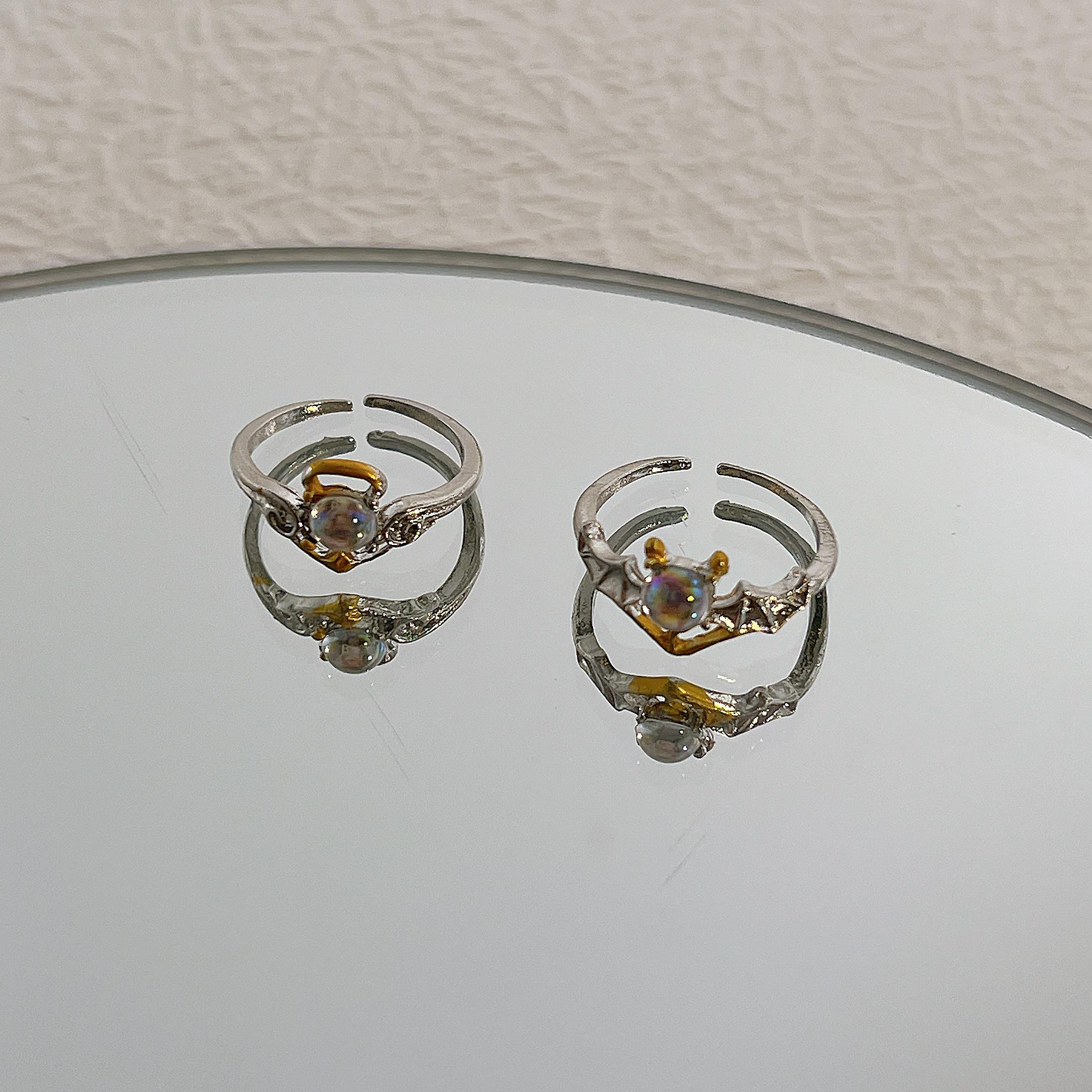 

17 км Y2K кольца с кристаллами Kpop сердце регулируемое кольцо нерегулярной геометрии панк винтажные кольца набор для женщин девочек новые модные украшения