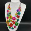 Multi Layer Colorful Petal Bead Necklace Petal String Choker Flower Necklace Street Style