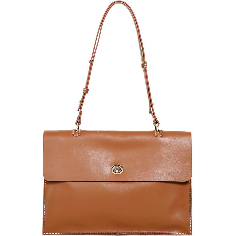 

Commuter briefcase double shoulder women s leather women s bag computer bag single shoulder oblique span bag wholesale large-capacity business