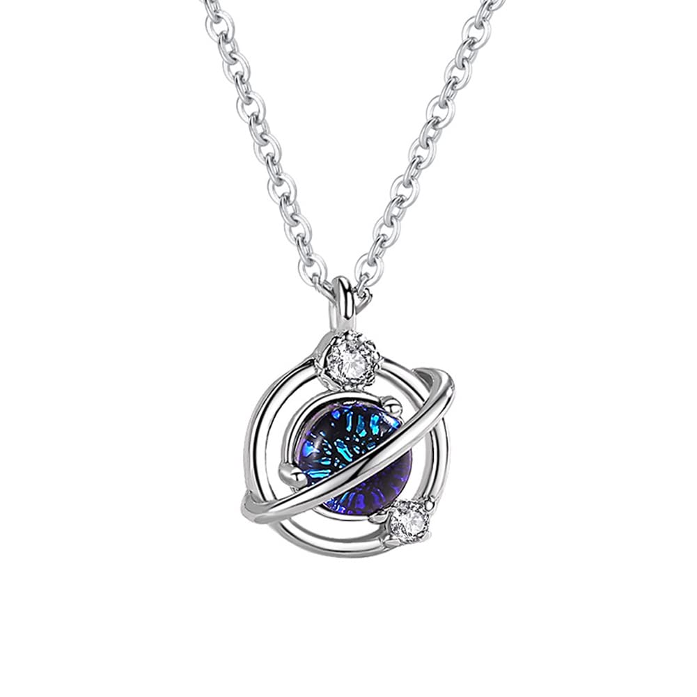 

Necklace for Azuki Length Vivienne Cute Planet Silver Accessory [Deelfel] Women, Pearl, Silver, Chain, 39.5+6.5cm, Saturn, Necklace, Pendant, Star,