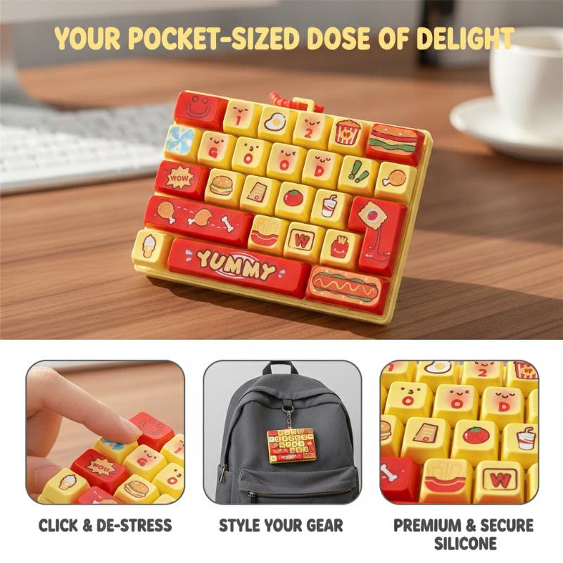 1Pcs Desktop Bag Decor New Animal Diary 26 Grids Stress Relief Simulation Keyboard Keychain Creative Gift