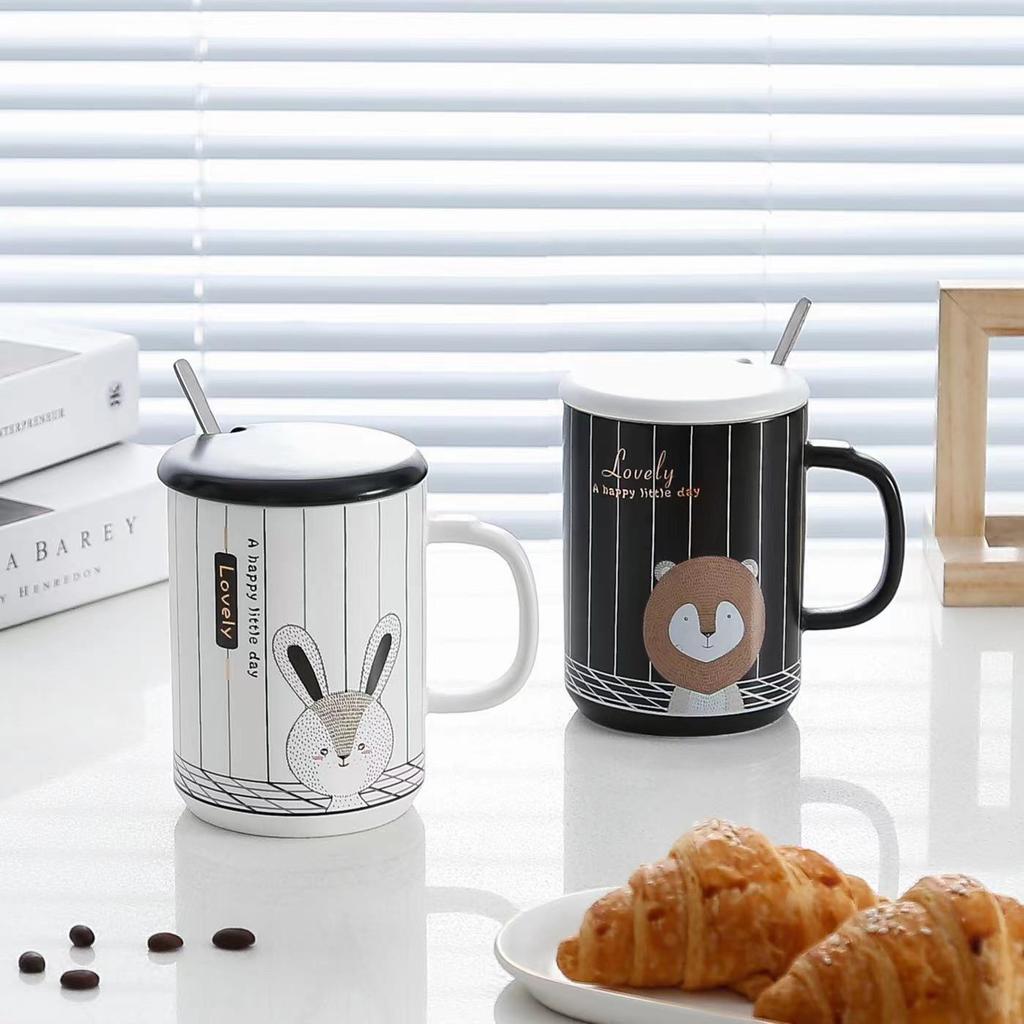 Creative Nordic Style Animal Mug for Girls and Couples Ceramic Office Water Cup High Looking Coffee Cup Milk Cup