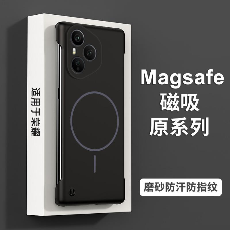 Ultra-thin borderless suitable for Honor 400pro mobile phone case magnetic suction power breathable heat dissipation X60 light and thin protective co